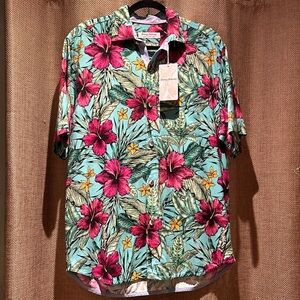 Tommy Bahama Veracruz Cay Emerald Blooms Short Sleeve Camp Floral Blue